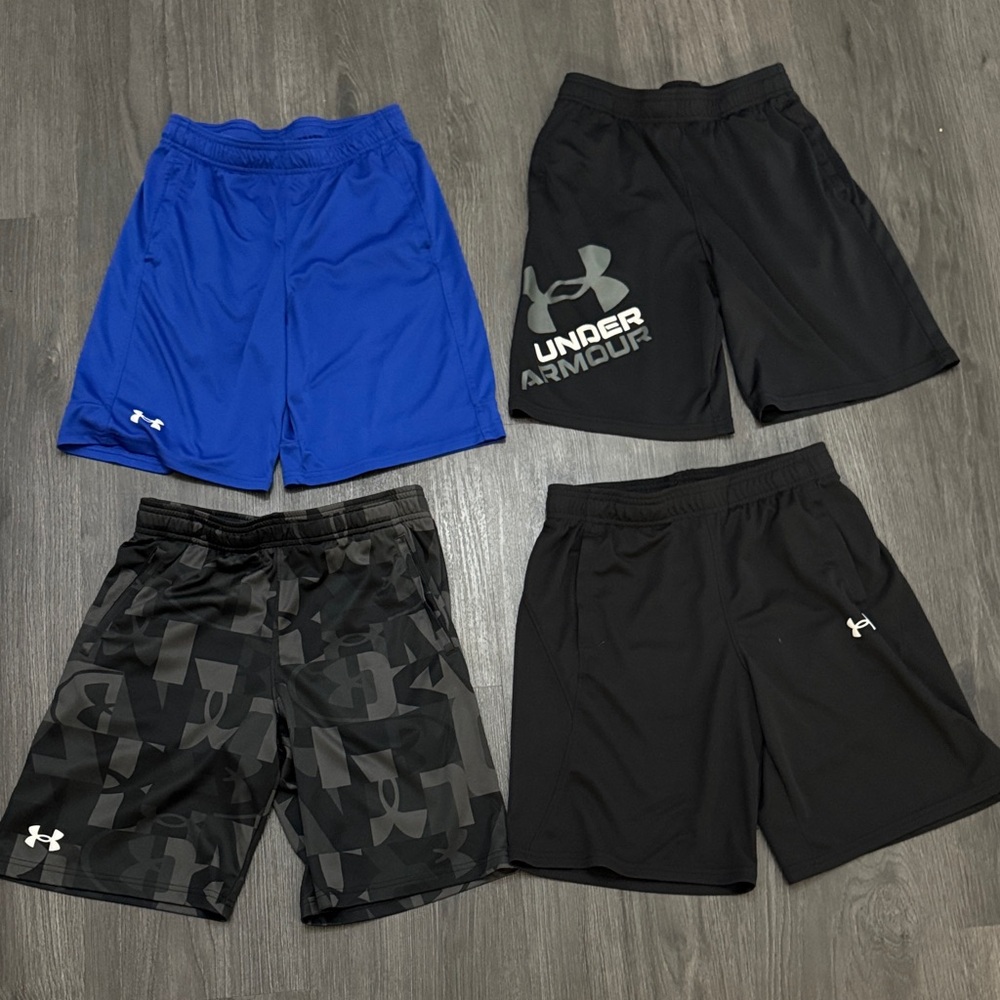 Under Armour Kids Athletic Shorts - Blue, Black, and Gray